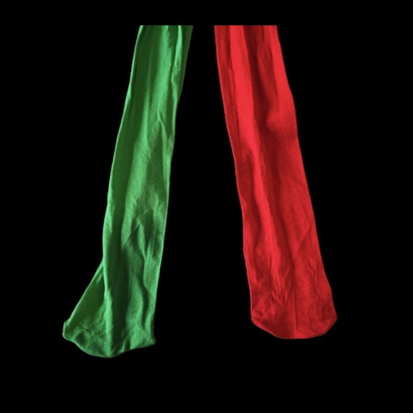 NWOT One Size Fits All Red and Green Women’s Tights - Picture 3 of 4